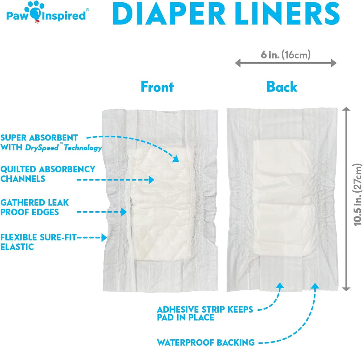 Paw Inspired Disposable Leakproof Dog Diaper Liners - 180 Count (Diaper Liners) - image 2