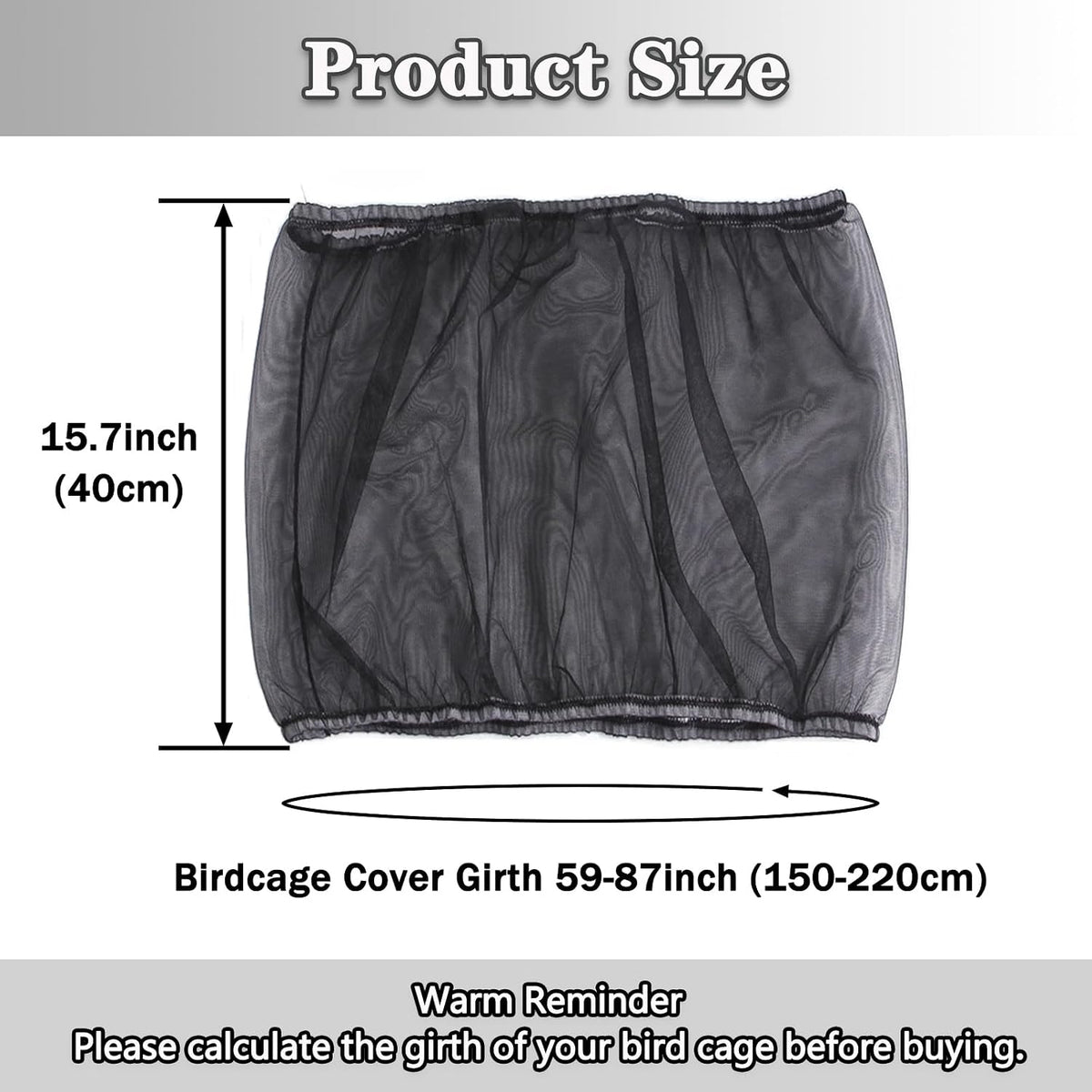 Adjustable Bird Cage Netting - Black / Circumference 59″-87″, height 15.7″ - image 2