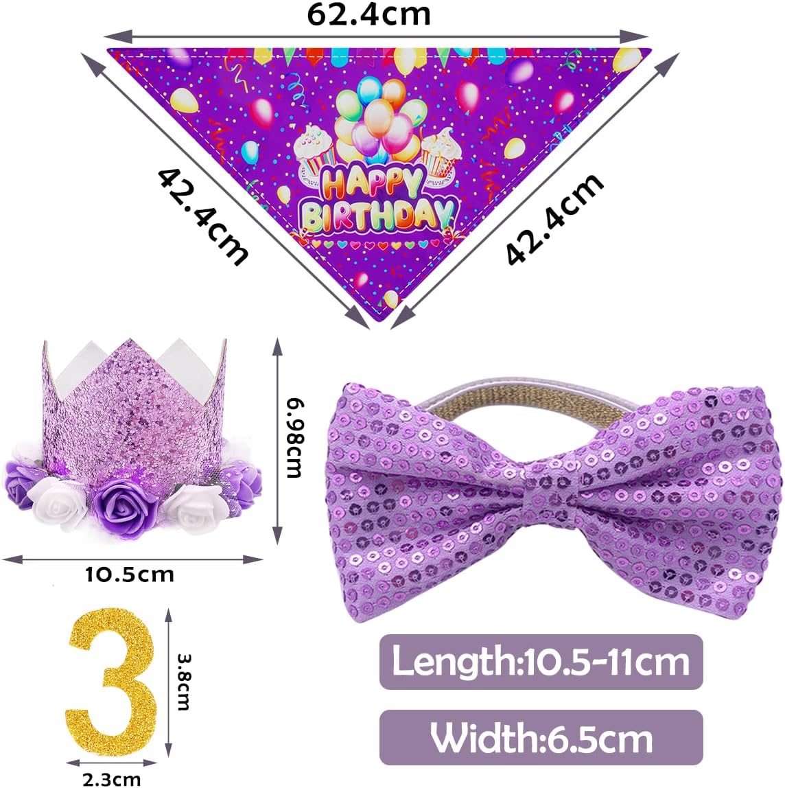 PET SHOW Pink Crown Dog Birthday Party Hat for Girls Reusable - Lavender Birthday Kit - image 2
