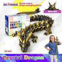 24 inch Large 3D Printed Dragon Glow in the Dark in Halloween – Fun for Kids & Family - Black Gold / 24 inch - image 4