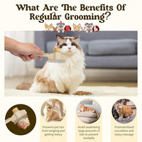 Pet Hair Removal Comb Flea Comb, 2025 New Cat Grooming Brush with Release Button, De-Shedding Cat Brush for Short and Long Hair Cats (Yellow)