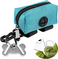Dog Waste Bag Dispenser Pet Poop Bags Holder for Doggie Waste Bags Dispensers Soft Fabric Zipper Small Doggy Puppy Pouch for Leash Accessory Attachment with Carrier,Green