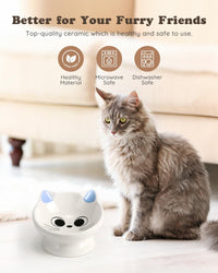 Raised Cat Food Bowl Ceramic 15° Tilted Cat Food Bowls Protect Cat's - Blue Ears / 1 - image 2