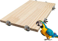 21.7 × 13.8 Inches Large Bird Perch Stand Platform, Natural Wooden Small Animals Cage Accessories, Rectangle Stand Perch Shelf for Parrot Parakeet Cockatiel Rat Hamster Guinea Pig Conure Chinchillas