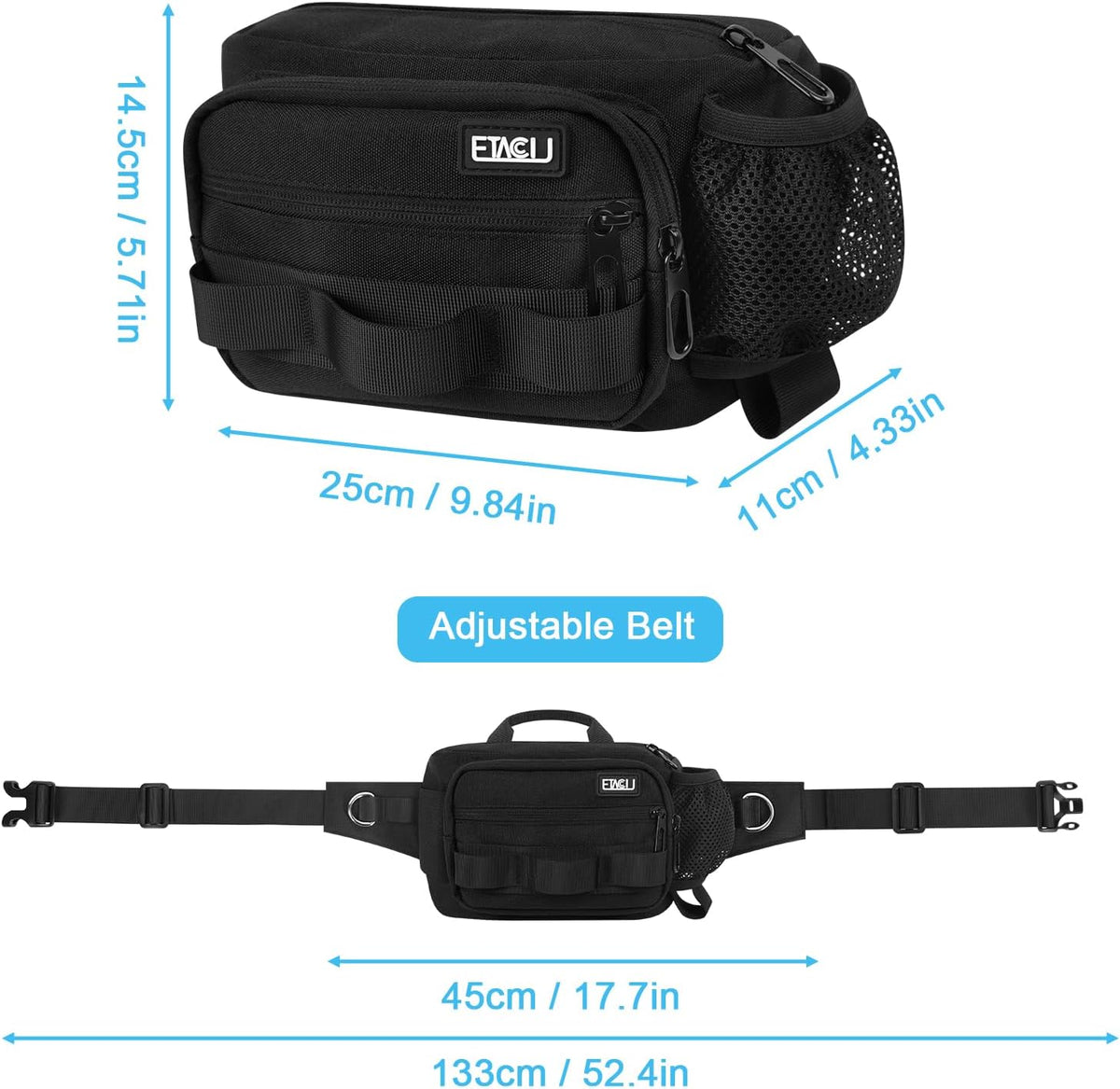 ETACCU Hands Free Dog Leash with Phone Pouch - 2 Dog Black - image 2