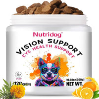 Eye Supplements for Dogs - Vision Support Soft Chews with Lutein, DHA & Vitamin C | 120ct Salmon Flavor Tear Stain Chews | Cataract & Dry Eye Relief Supplement (120 Ct, Salmon)