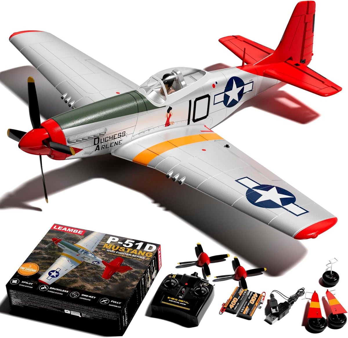 LEAMBE 4 Channel RC Plane, Ready to Fly Aerobatic Aircraft - White / Extra Large