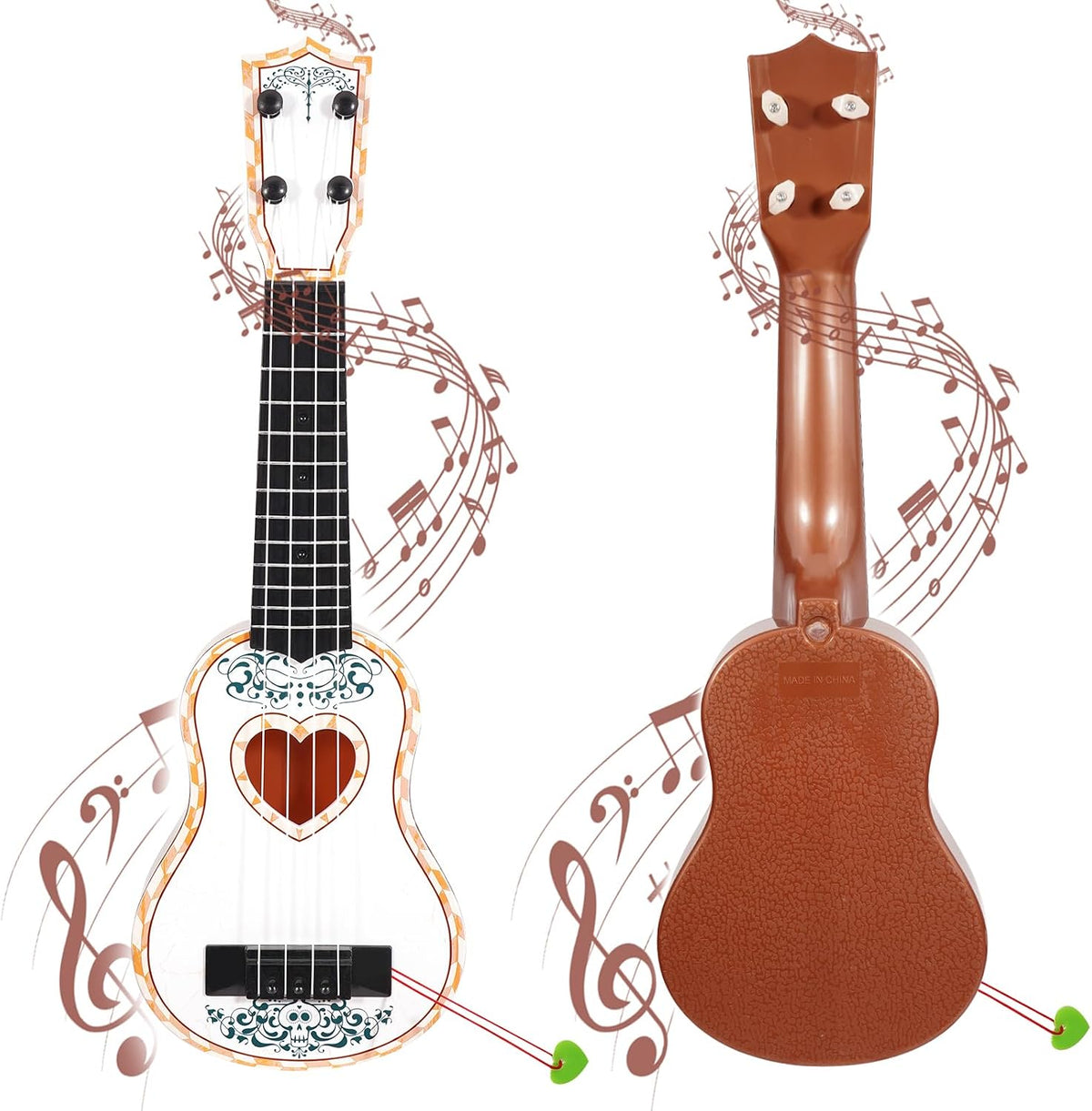 Raimy 17-inch kids ukulele with 4 strings and a guitar pick