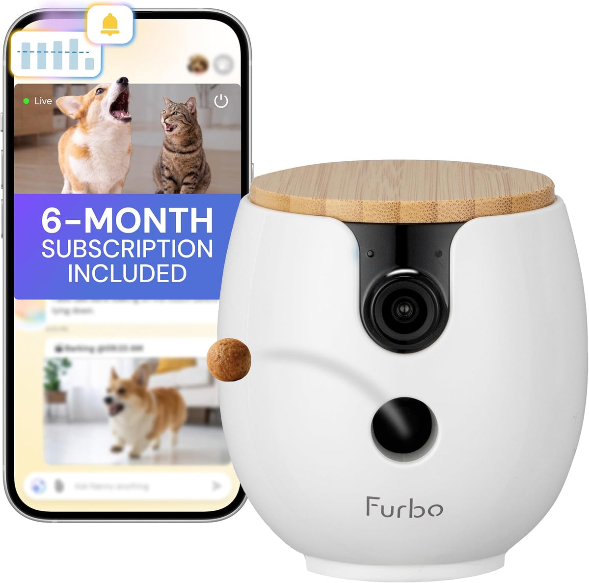Furbo 360° Dog Camera [Core Features, No Ongoing Cost] – Essentials for Dogs - 6mo Subscription Included / Mini 360° Camera