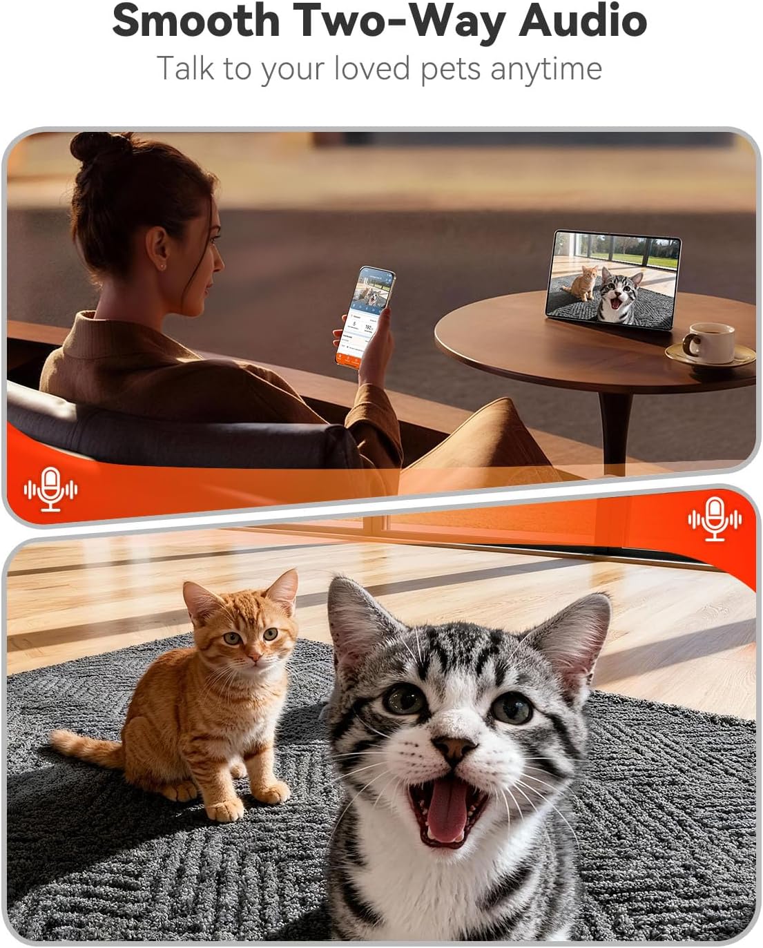 WOPET Automatic Cat Feeder with Camera for Two Cats, 2-Way Audio - White / Camera - image 2