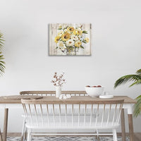 Sunflower Bathroom Pictures Wall Art, Simple Blessed Floral Bathroom Wall Decor, Flower Framed Painting Canvas Artwork for Bedroom Living Room Decorations 20"L x 16"W