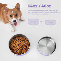 Dog Bowl, Stainless Steel Food and Water Bowl - 40 oz / Light Purple - image 2