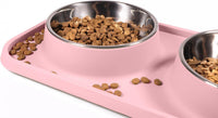 L.D.Dog Cat Food Bowls, Cat Bowls Non-Skid and Non-Spill Silicone Pads with PP Stand, Removable - Pink - image 2