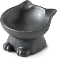Nihow Ceramic Basic Cat Bowls: 5 Inch Cat Bowl for Food & Water – Essentials for Cats - 4.5 OZ / Matte Black