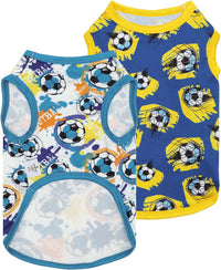 CuteBone Dog Shirts 2-Pack Soft Pet Clothes Breathable Summer Vest - X-Small / Soccer Splash