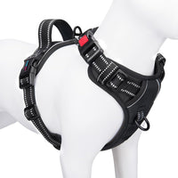 PHOEPET No Pull Dog Harness Medium Reflective Front Clip Vest - Small / Black