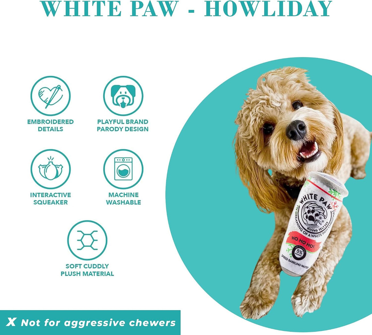 Haute Diggity Dog Woofford Reserve Bottle Plush Dog Toy - WP - Howliday (White, Orange, Black) / One Size - image 4