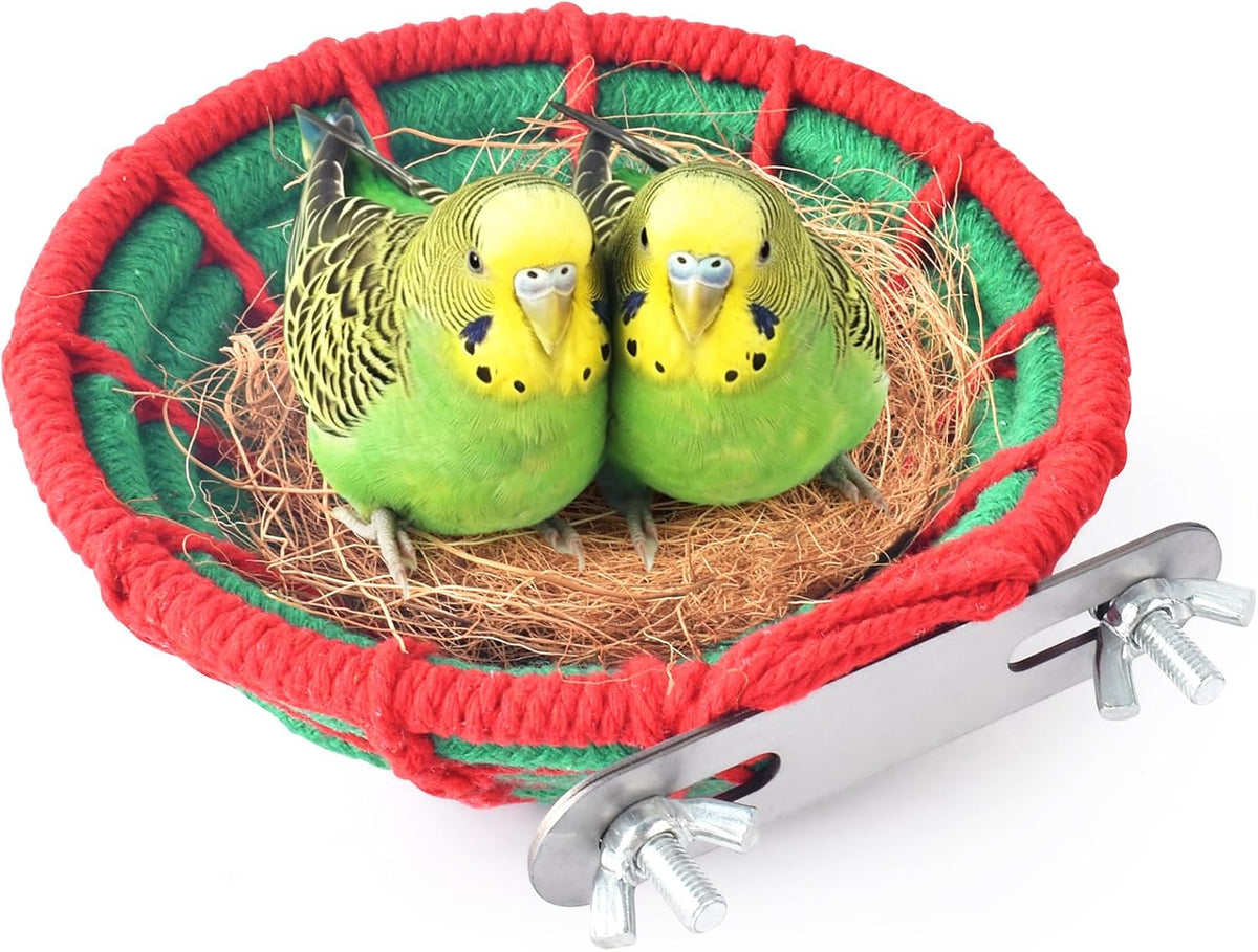 KATUMO Bird Nest, Parakeet, Cockatiel, Conure, Lovebird, Canary - Green+Red