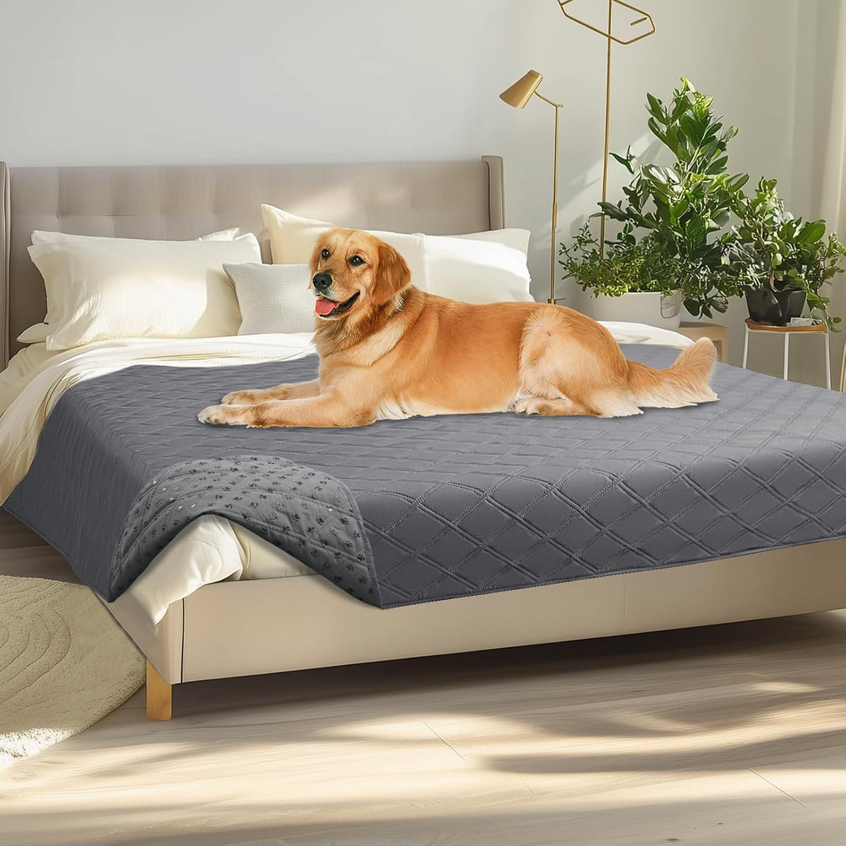 Luciphia Waterproof Couch Cover for Dogs - Light Grey / 68" x 82"