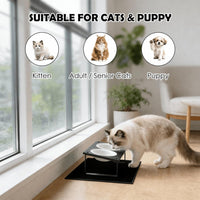 Elevated Cat Bowls with Splash Proof Mat for Kitten Puppy - White / 2bowls - image 3