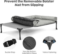 Veehoo Cooling Elevated Dog Bed Add Removable Waterproof Bolster Cushion Mat, Raised Pet Cot with Breathable Teslin Mesh, No-Slip Feet, Dog Couch Bed for Indoor Outdoor, 32x25inches, Grey, CWC2331B