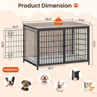 MAHANCRIS Dog Crate Furniture with Cushion - 39.4"L x 23.6"W x 27.5"H / Greige - image 3