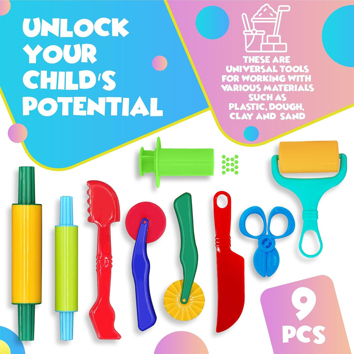 DIMROM Clay and Play Dough Tools Nine Piece Set, Ages 3 & Up - 9pcs - image 2