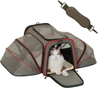 Petsfit Expandable Cat Dog Carrier for 2 Cats, 19" Lx 12" Wx 12" H Soft-Sided Portable Pet Carrier for Travel, Dog Carrier for Small Dog with 2 Side Extensions, Anti-Escape