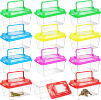 12Pcs Plastic Reptile Terrariums Carrier Cage - XS
