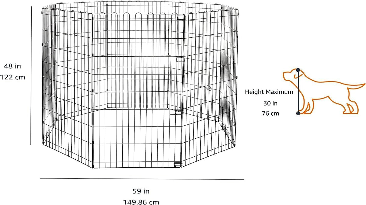 Amazon Basics Portable Foldable Octagonal Metal Exercise Dog Playpen - Without door / 48"H - image 2