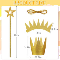 Gersoniel gold crown and star wand set, two paper crowns and two 13 inch wands - view 3