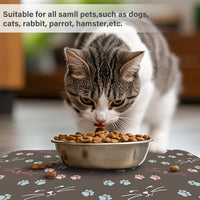 Patterned Cat & Dog Bowl Mat for Food and Water - Small (12" x 20") / Dark Brown-catpaw - image 3