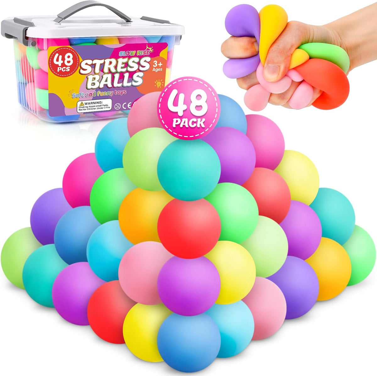 VISCOO 12 Pack Slow Rising Stress Cube - 1.6 in 48 Packs - 12 Colors