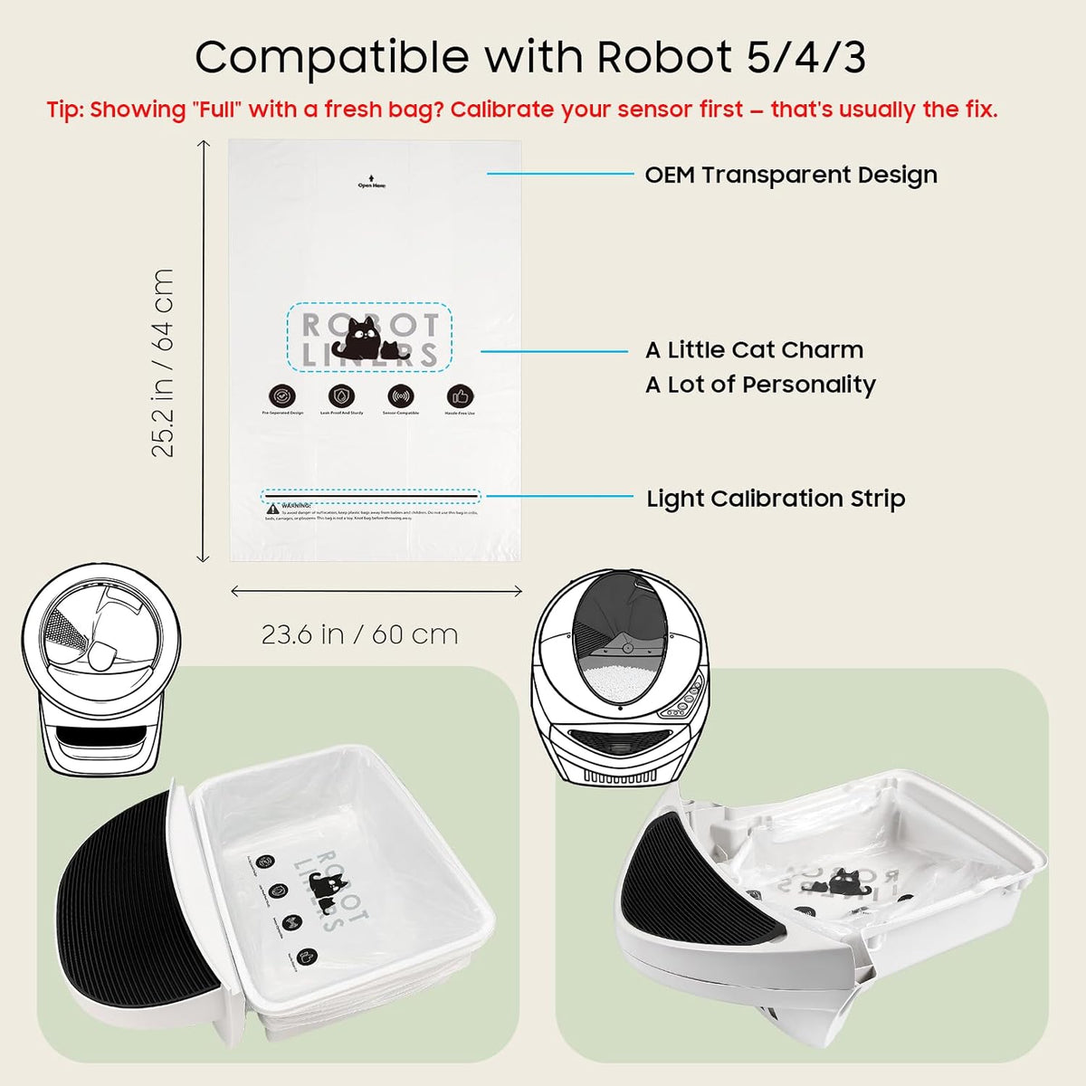 90 Pack Cat Litter Box Robot Model 5/4/3 Waste Bags - Transparent / 1 Count (Pack of 90) - image 2