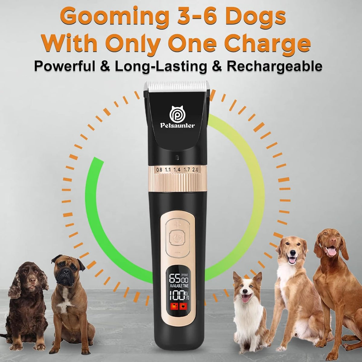 Dog Clippers for Grooming, 4-Speed & LCD - Black / C95 - image 4