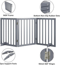 Freestanding Wooden Dog Gate - 24 Inch Tall, Support Feet, Step Over, Indoor