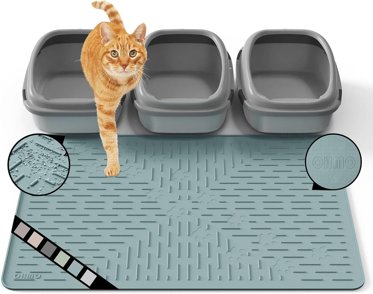 OHMO Large Cat Litter Mat - Light Blue / XXL (37.5x25.2")