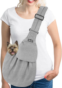 SlowTon Dog Carrier Sling - D-Light Grey Knitted Fabric / For Pets 6-12lbs