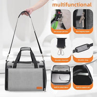 TWDEPART Cat Carrier Backpack - Multifunctional, Firm & Foldable with Roll-Up Shade, Breathable Design Includes Collapsible Bowl & Cushion (Grey)