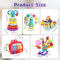 5 in 1 Baby Toy for 12 18 Month, Learning Toys for Babies 12-18 Months, Baby Busy Cube, Stacking&Sensory, Pull String&Piano Xylophone Toy, Birthday Gift for 12+ Month