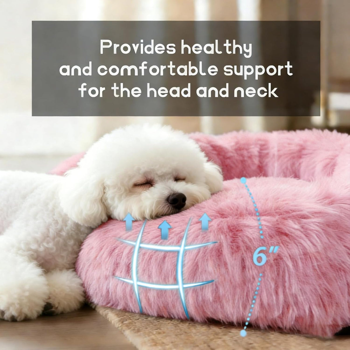Comfort Donut Dog Bed, Ultra-Soft Pet Bed with Neck Support - 32''Lx32''Wx8''Th / Rubber Red - image 2
