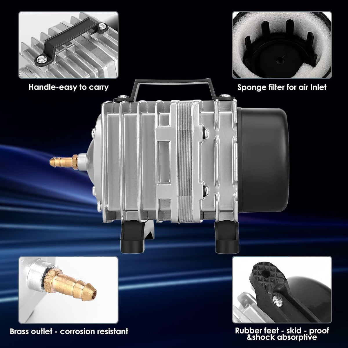 Aquarium Air Pump with Aluminum Housing - 1000GPH-30W - image 4
