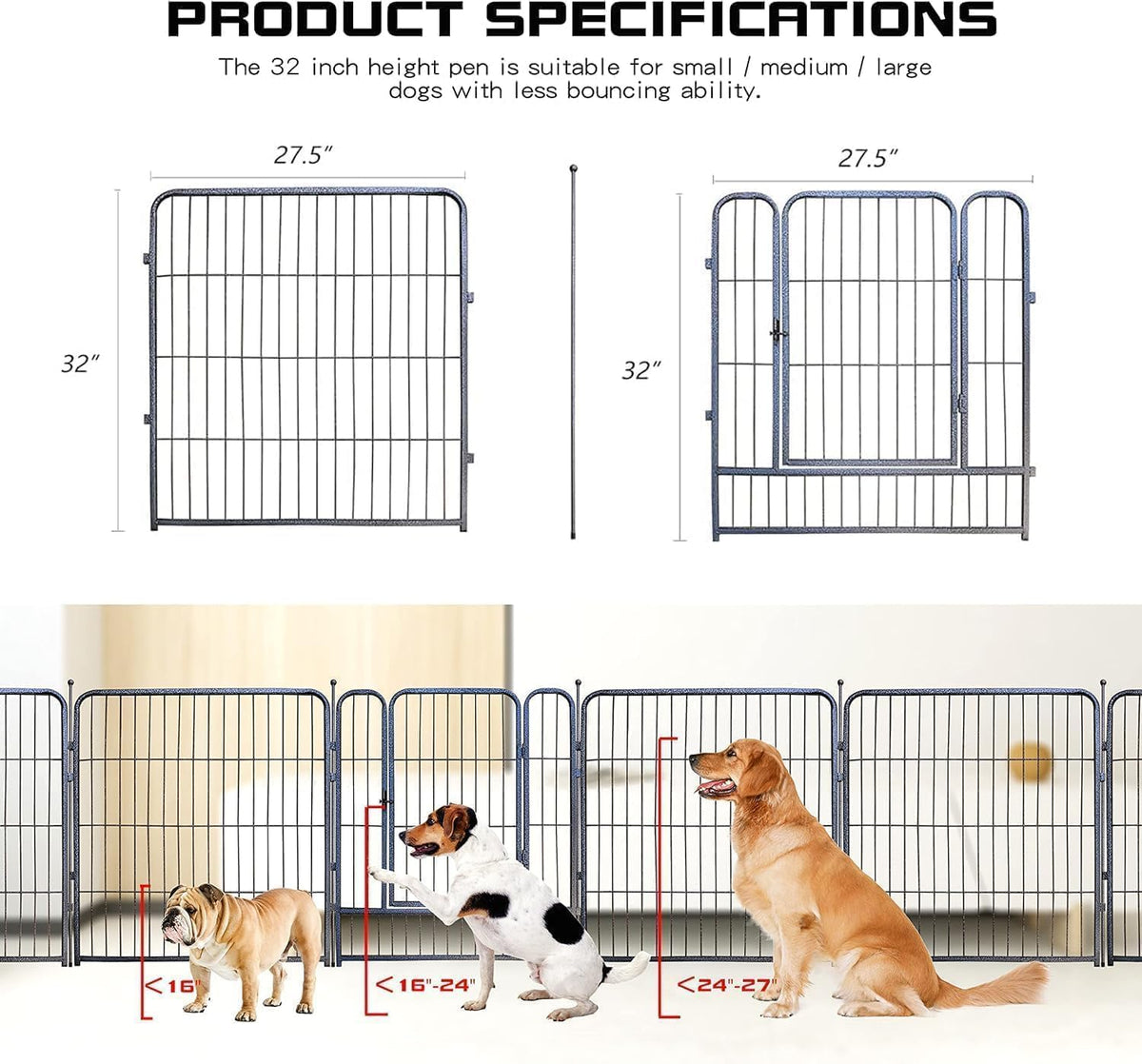 Dog Playpen, Folding Indoor Outdoor Anti-Rust Dog Exercise Fence - image 3