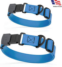 Dogline Biothane Waterproof Dog Collar with Herm Sprenger Stainless Steel Quick Release Buckle – Heavy Duty Tactical Durable Collar for Dogs – Comfortable and Safe Pet Collar, W 1" L 15-25", Blue