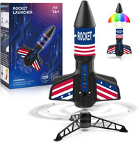Rocket Launcher for Kids - Self-Launching 200 ft Motorized Outdoor Electric Play Toy, High Flying - Dark Blue