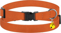 Breakaway Cat Collar Leather with Removable Bell - 13 Colors Available - Soft Adjustable Girl Boy Safety Lightweight Pet Kitten Collars Pink Brown Blue Green Red Orange Black (Orange)