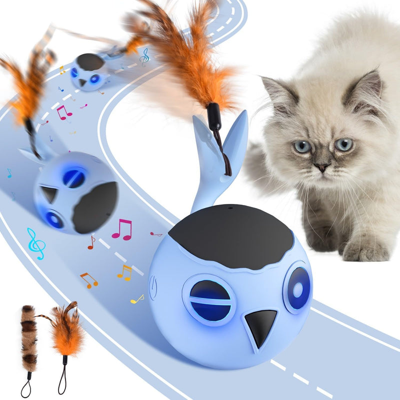 Cat Toys Ball, Smart Motion Sensor Moving Ball with 4 Sounds& 3 Speed Modes – Essentials for Cats - Sky- Blue