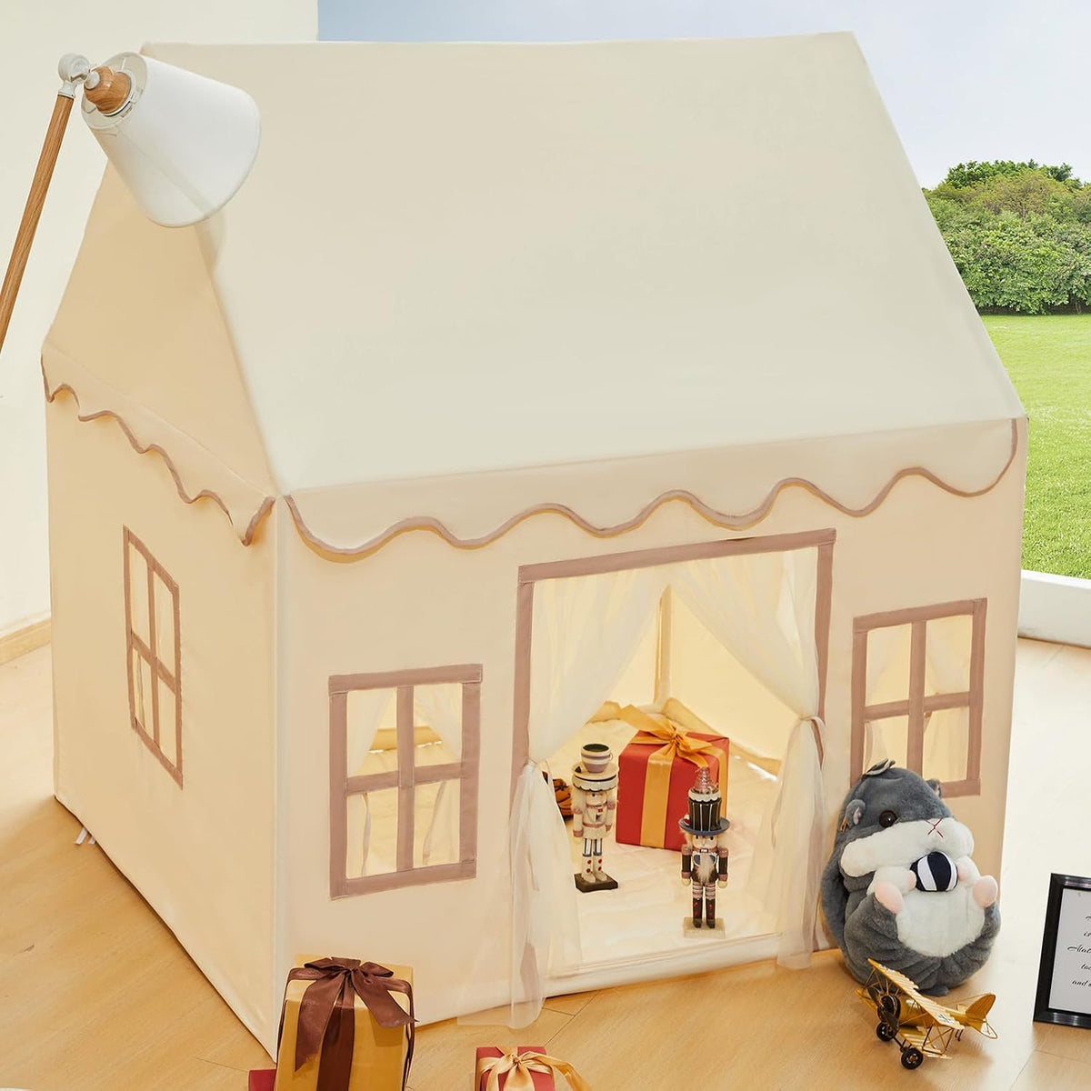 Large Kids Tent Playhouse Base Fabric with Star Lights - Playhouse+mat