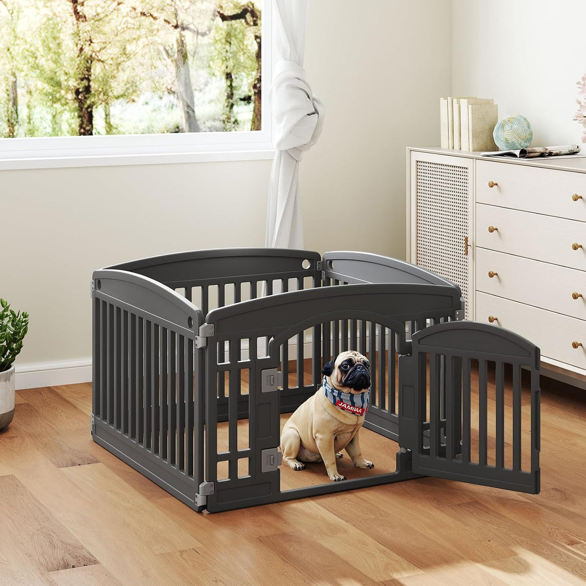 DUMOS Plastic Dog Playpen - Black / 4 Panel / 24IN - image 2