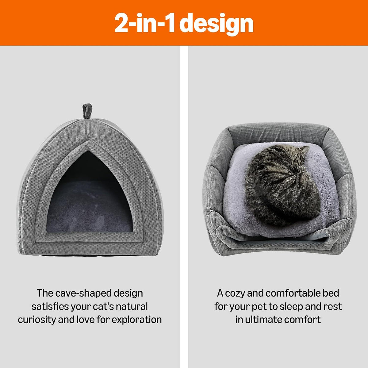 Amazon Basics Cat Bed Cave - Lightgrey / S-15"×15"×15" - image 2
